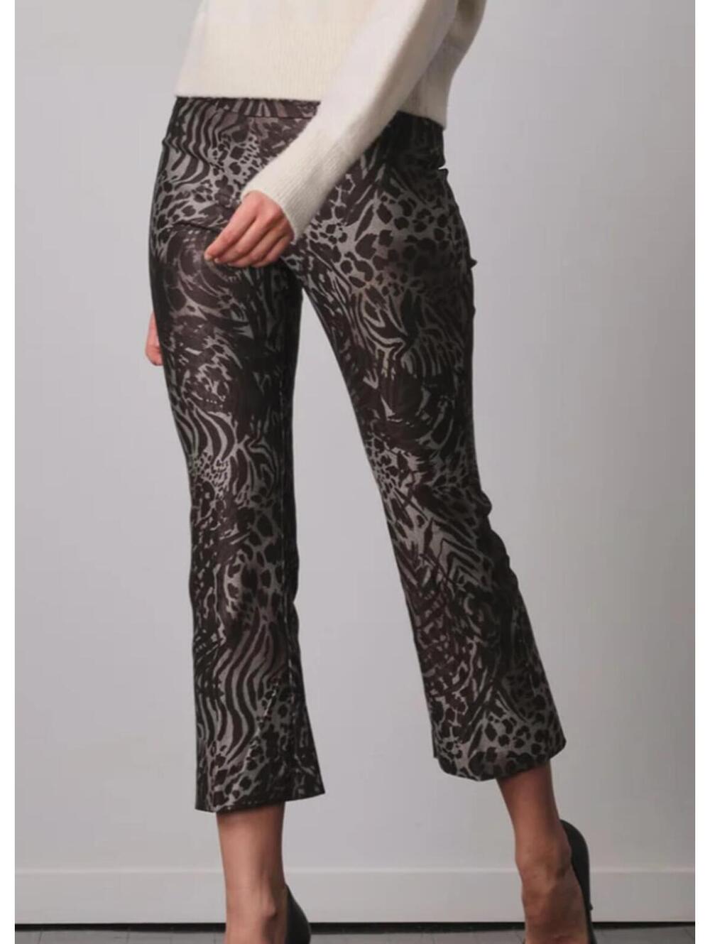AVENUE MONTAIGNE Leo brown black animal print pants sz 6